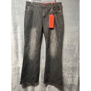 Jeanbay Premium Tummy Tuck Bootcut Jeans Black Gray Wash Womens 34x30 Rise Denim